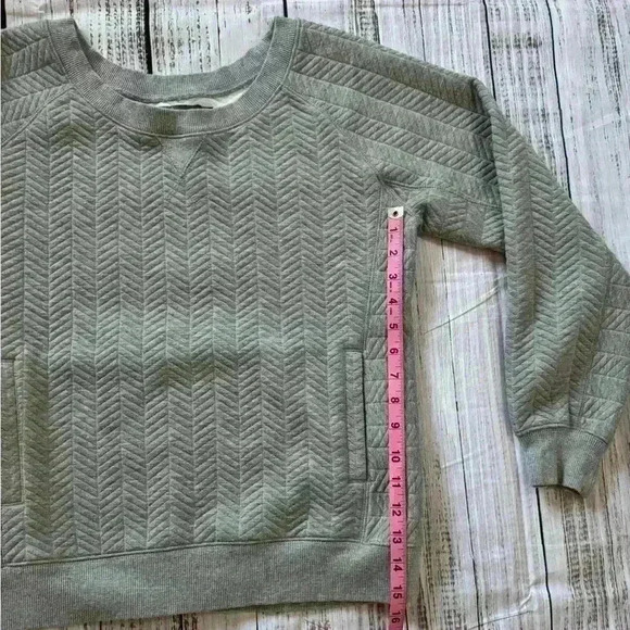 Prana Sweatshirt Women Small Pullover Herringbone Quilted Pockets Crew Gray - Picture 5 of 7